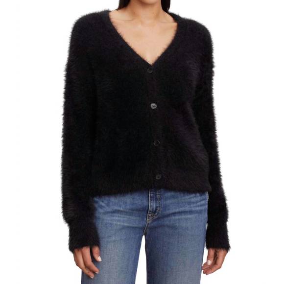 VELVET BY GRAHAM & SPENCER Sweaters - NEW VELVET BY GRAHAM & SPENCER kelsey feather yarn cardigan in black